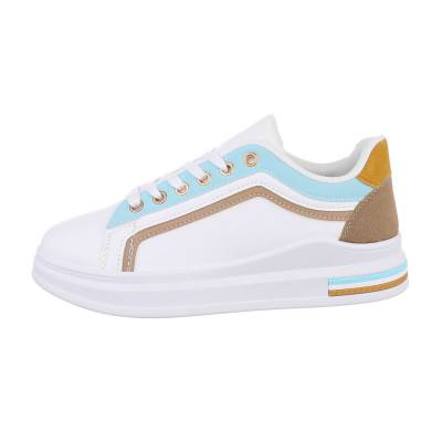 Low-top sneakers for women in white and blue