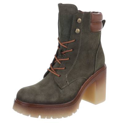 Schnürstiefeletten für Damen in Grün