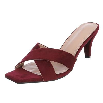 Mules for women in wine-red
