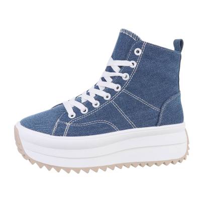 High-top sneakers for women in blue and white
