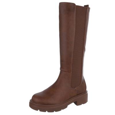 Platform boots for women in camel
