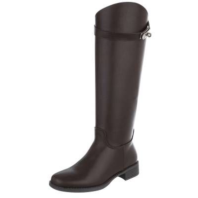 Flache Stiefel für Damen in Braun