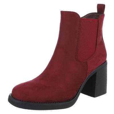 High-Heel Stiefeletten für Damen in Weinrot