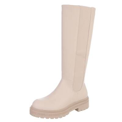 Plateaustiefel für Damen in Beige