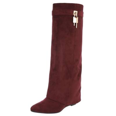 Keilstiefel für Damen in Weinrot
