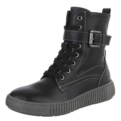 Flache Stiefeletten für Damen in Schwarz