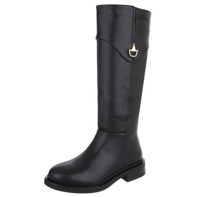 Flache Stiefel für Damen in Schwarz