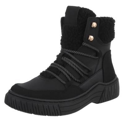 Flache Stiefeletten für Damen in Schwarz