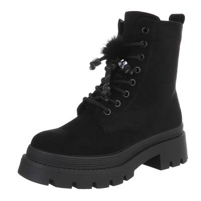 Lace-up ankle boots for women in black