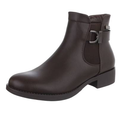Flat ankle boots for women in dark-brown
