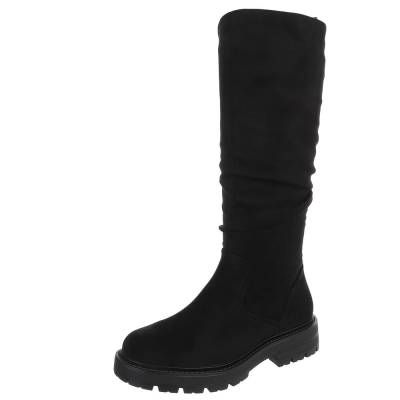 Flache Stiefel für Damen in Schwarz