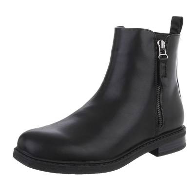 Flache Stiefeletten für Damen in Schwarz