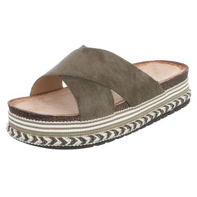 Platform sandals for women in green