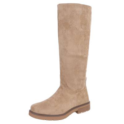 Flat boots for women in light-brown
