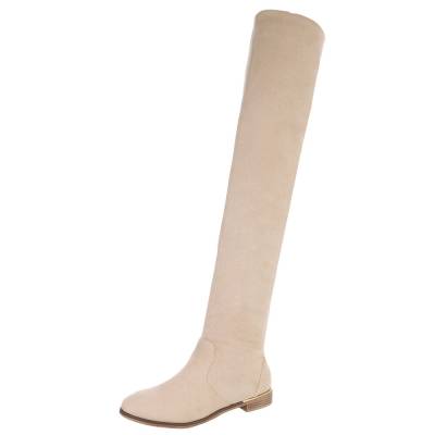 Flache Stiefel für Damen in Beige