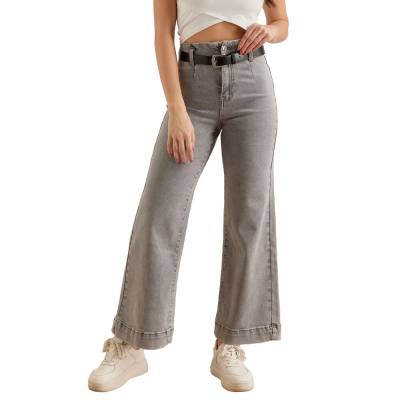Relaxed Fit Jeans für Damen in Hellgrau