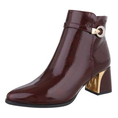Classic ankle boots for women in wine-red