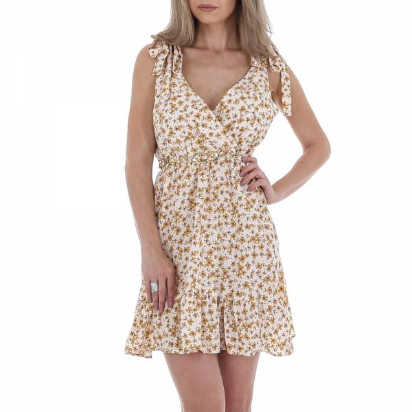 Summer dress for women in yellow and beige