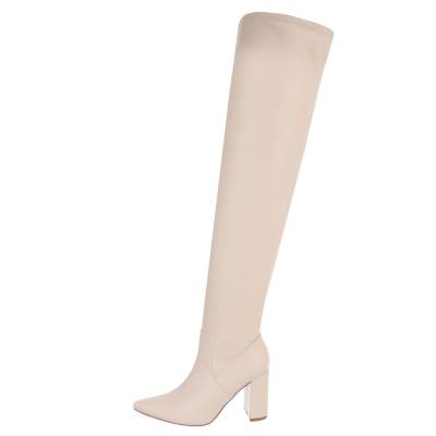 Over-the-knee boots for women in beige