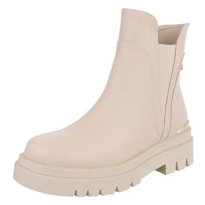 Plateaustiefeletten für Damen in Beige