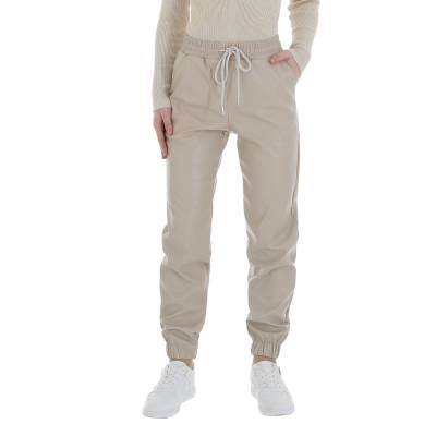 Leather-look trouser for women in light-brown
