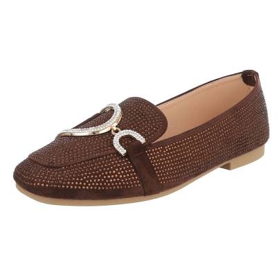 Loafers for women in brown and gold
