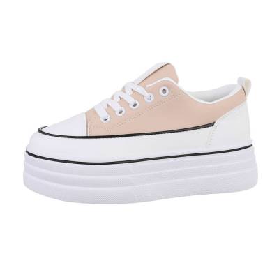 Low-top sneakers for women in beige and white