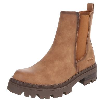Platform ankle boots for women in camel