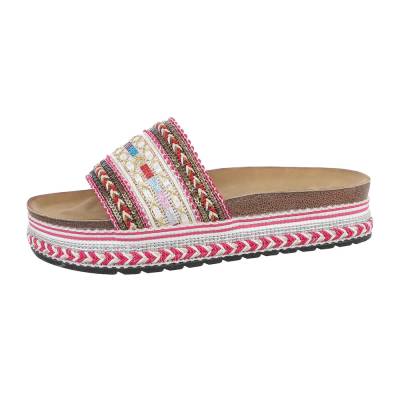 Platform sandals for women in pink and beige