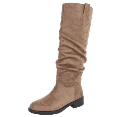 Flat boots for women in light-brown