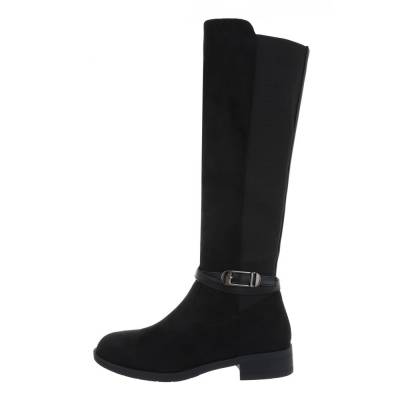 Flache Stiefel für Damen in Schwarz