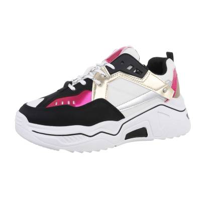 Low-top sneakers for women in black and pink