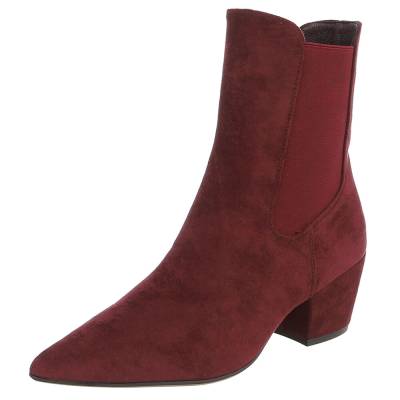 Classic ankle boots for women in wine-red