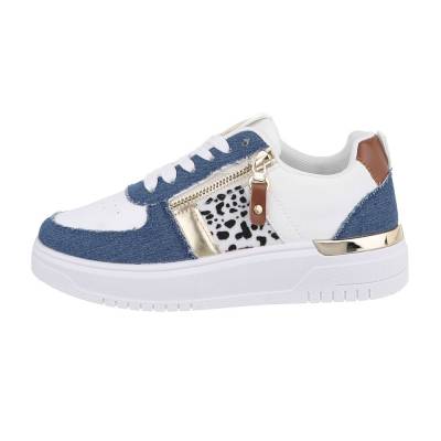 Low-top sneakers for women in blue and white