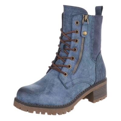 Lace-up ankle boots for women in blue
