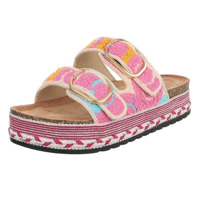 Plateausandaletten für Damen in Pink und Orange