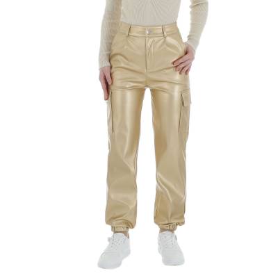 Leather-look trouser for women in gold