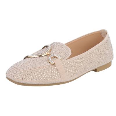 Loafers for women in beige and gold