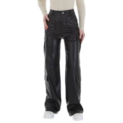 Leather-look trouser for women in black