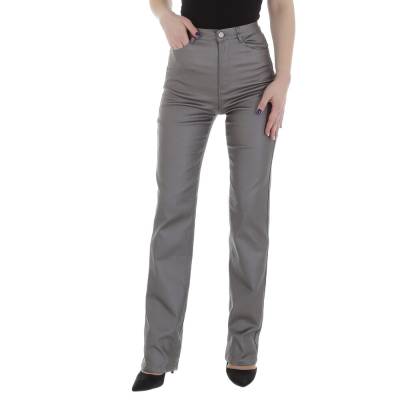 Leather-look trouser for women in dark-grey