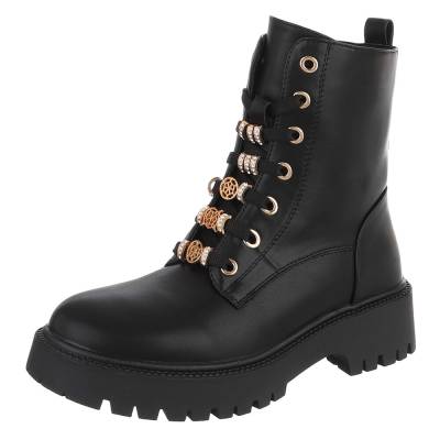 Lace-up ankle boots for women in black