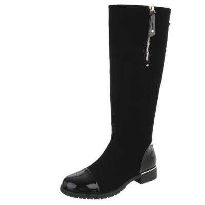 Flache Stiefel für Damen in Schwarz