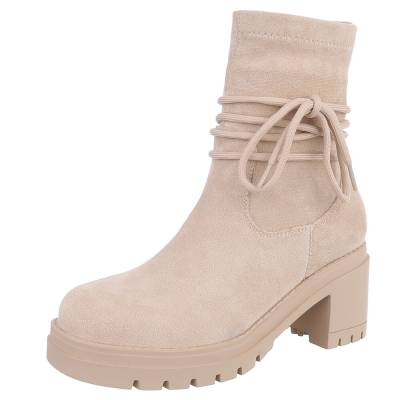Plateaustiefeletten für Damen in Beige