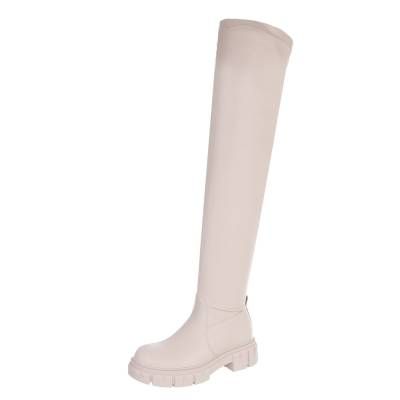 Platform boots for women in beige