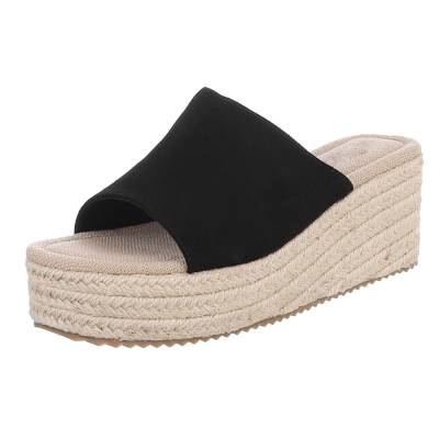 Plateausandaletten für Damen in Schwarz und Beige