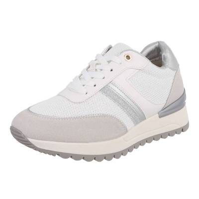 Low-top sneakers for women in white and silver