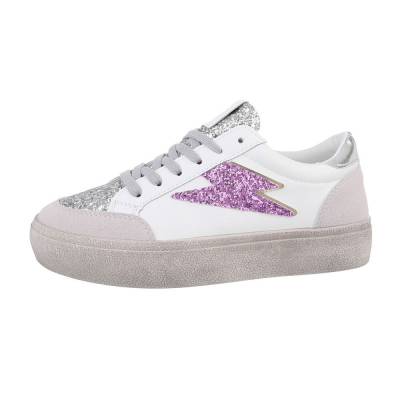 Low-top sneakers for women in white and purple