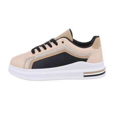 Low-top sneakers for women in beige and black