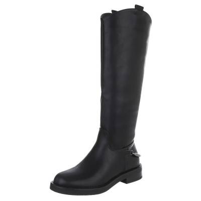 Flache Stiefel für Damen in Schwarz