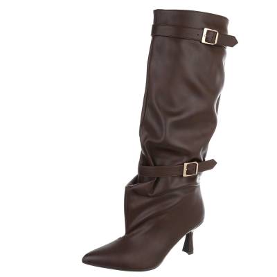 High-Heel Stiefel für Damen in Braun und Gold